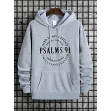 LAYORA Erkekler Için Kapüşonlu Sweatshirt - Psalms 91 Ayeti Desenli