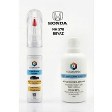 COLORGUARD Honda NH-578 Beyaz İğneli & Fırçalı Şişe Rötuş Boyası ve Yüzey Temizleme Solüsyonu Seti