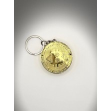 Zera Gold Renk Bitcoin Tasarımlı Anahtarlıklı Tekrar Doldurulabilir Model Çakmak