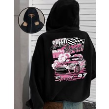 LAYORA Kadınlar Için Gotik Yarış Grafik Baskılı Kapüşonlu Sweatshirt