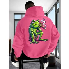 LAYORA Erkek Casual Kapüşonlu Sweatshirt ile Kurbağa Grafik Baskı