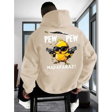 LAYORA Erkek Casual Kapüşonlu Sweatshirt "pew Pew Madafakas!" Grafik Baskı
