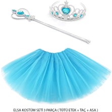 NessiWorld Mavi Prenses Elsa Kostüm Seti 3 Parça (Tütü Etek + Taç + Asa )