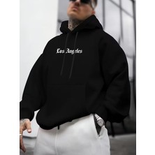 LAYORA Los Angeles'tan Erkek ve Kadınların Trendi Bol Kapüşonlu Terlikleri, Ön ve Arka Baskılarıyla