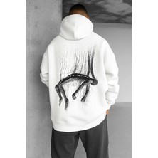 LAYORA Oversize Kapüşonlu Sweatshirt – Sırt Tarafında Soyut Sanat Deseni