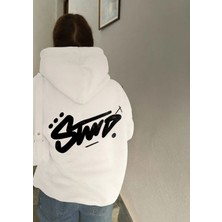 LAYORA Yazılı Baskılı Oversize Kapüşonlu Sweatshirt Unisex Kanguru Cepli Streetwear