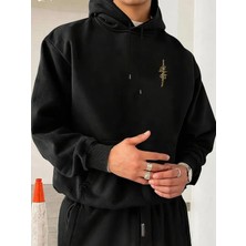 LAYORA Erkekler Için Kanji Baskılı Kapüşonlu Sweatshirt