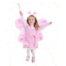 NessiWorld Toz Pembe Renk Kelebek Kanadı Tacı ve Sopası 50X37 cm