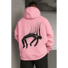 LAYORA Oversize Kapüşonlu Sweatshirt – Sırt Tarafında Soyut Sanat Deseni