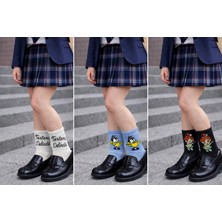 The Secret Desire 3’lü Desenli Unisex Soket Çorap Seti Yazılı ve Karakter Baskılı Günlük Çorap 36-40 Numara ile Uyumludur