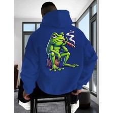 LAYORA Erkek Casual Kapüşonlu Sweatshirt ile Kurbağa Sigara Grafik Baskı