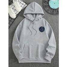 LAYORA Erkek Bol Kesim Ay Hırsızı Baskılı Cepli Kapüşonlu Sweatshirt, Sonbahar/kış