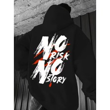 LAYORA Erkek Kapüşonlu Hoodi, "no Rısk No Story" Grafikli