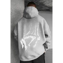 LAYORA Oversize Kapüşonlu Sweatshirt – Sırt Tarafında Soyut Sanat Deseni