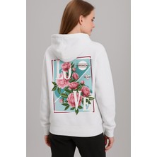 LAYORA Love Sloganlı Çiçek Baskılı Kapüşonlu Sweatshirt – Unisex Günlük Moda