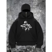 LAYORA Kadınlar Için Gotik Yarış Grafik Baskılı Kapüşonlu Sweatshirt