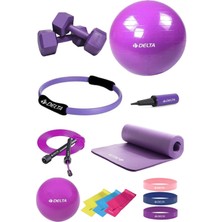 PremiumPort Pilates Seti 14 Parça, Top, Minder, Çember, Bandı, Dambıl, Boya Uygun