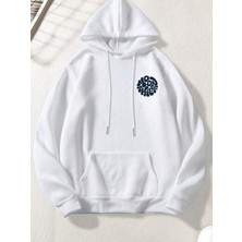 LAYORA Erkek Bol Kesim Ay Hırsızı Baskılı Cepli Kapüşonlu Sweatshirt, Sonbahar/kış