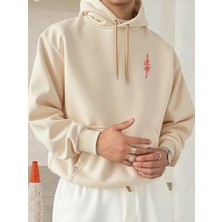 LAYORA Erkekler Için Kanji Baskılı Kapüşonlu Sweatshirt
