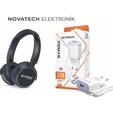 Syrox S16 Bluetooth Kulaklık + Q32 18W USB Hızlı Şarj Seti