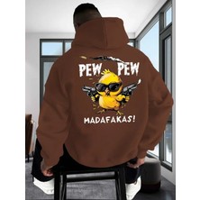 LAYORA Erkek Casual Kapüşonlu Sweatshirt "pew Pew Madafakas!" Grafik Baskı