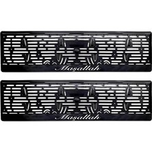 Khi-Zai Maşallah Yazılı Plastik Plakalık Plaka Altlığı Çıtalı 2'li Beyaz