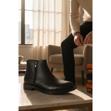 Enoch Hakiki Deri Yan Fermuarlı Dokulu Erkek Bot