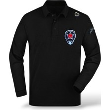 Modanka Özel Güvenlik Tişört Pamuklu Polo Yaka Uzun Kol Kalın Yumuşak Kadın Erkek Sırt Reflektör Baskılı