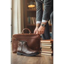 Enoch Hakiki Deri Yan Fermuarlı Dokulu Erkek Bot