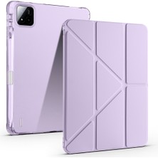 Sionel Pad 8 Kılıf Zore Tri Folding Kalem Bölmeli Standlı Kılıf - Lila