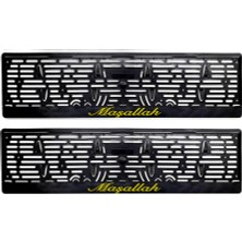 Khi-Zai Maşallah Yazılı Plastik Plakalık Plaka Altlığı Çıtalı 2'li Sarı