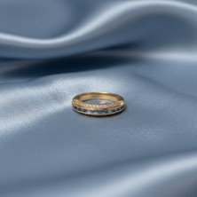 Çelik Kadın 14K Mavi Taşlı Ayarlanabilir Yüzük