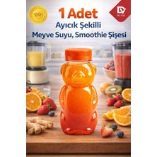 Open Home Concept 1 Adet Ayıcık Şişe – Turuncu Kapaklı, Okul ve Piknik Için Eğlenceli Çocuk Meyve Suyu Şişesi 250 ml