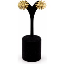 Pangu Güneş Figürlü Altın Renk Çelik Küpe