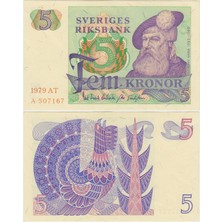 Banknoting Isveç 5 Kron 1979 Çil.