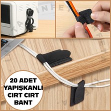 İnfeta 20 Adet Kendinden Yapışkanlı Cırt Cırtlı Bant Kablo Düzenleyici Ev Ofis Mutfak Kablo Düzenleyici