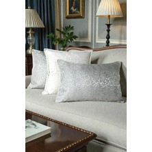 Visionario Kırlent Kılıfı Desenli Jakarlı Dokuma ve Ithal Kadife Kumaş Seti 45X45 ve 35X50 Çift Taraflı Biyeli