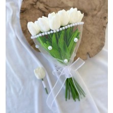 Bioren Inci Detaylı Islak Lale Gelin Buketi, Gelin Çiçeği (Yaka Çiçeği Hediyeli)