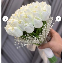 Bioren Dik Incilerle Süslenmiş Sararmaz Lale Gelin Çiçeği (16+1) (Gelin Çiçeği, Nikah Çiçeği, Atma Çiçeği)