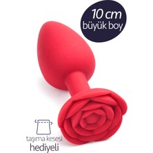 Femstar Büyük Boy Silikon 10CM Gül Tasarım Anal Plug Açıcı Alıştırıcı Genişletici Yumuşak Anüs Large Tıkaç