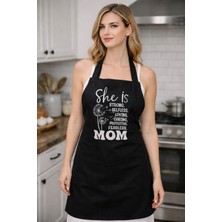 Sister Home Design Benim Annem Siyah Keten, Chef Mutfak Önlüğü