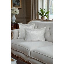 Visionario Kırlent Kılıfı Desenli Jakarlı Dokuma Kumaş 2'li 45X45 ve 35X50 Çift Taraflı Biyeli