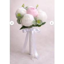 Bioren Şakayık & Okaliptüs Yapay Gelin Buketi – Pudra Beyaz, Zarif Tasarım