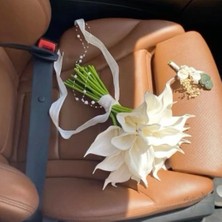 Bioren Incili Gala Gelin Buketi Gelin Çiçeği Damat Yaka Çiçeği Hediye 14+1