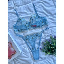 Arona Lingerie Büyük Beden Çiçekli Brode Dantelli Desteksiz Sütyen Takımı - C Kap - A-137
