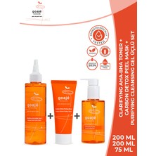 Goaje Skincare Carbon Detox Peel Mask + Purifying Cleansing Gel + Clarifying Aha - Bha Toner Üçlü Set