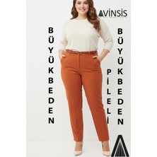Lavinsis Büyük Beden Yüksek Bel Dar Paça Pantolon Kemerli Kaliteli Pileli-Pilesiz Model