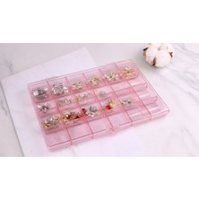 Aba Nails 24 Gözlü Aksesuar Charm Bijuteri Saklama Kutusu Pembe