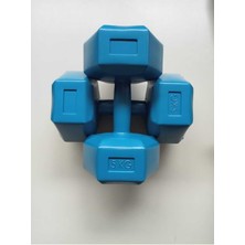 PremiumPort Vinyl Kaplı Mavi Dambıl Seti 2'li 5 Kg, Sağlam ve Şık Tasarım