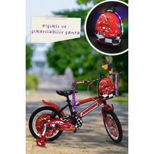 PremiumPort Erkek Çocuk Bisikleti 16 Jant Kırmızı LED Işıklı Çantalı Püsküllü
